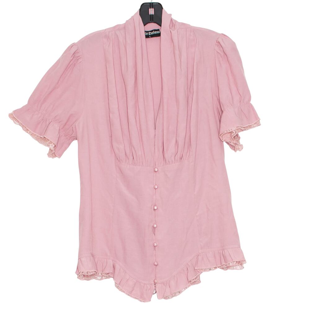 Scarlet Darkness Top Coquette Renaissance Romantic Feminine Regency Pink Large - Picture 8 of 8